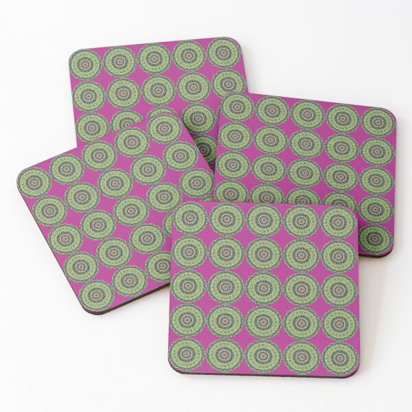 Item preview, Digital Mandala Lime Green and Pink Pattern Print Berry Background designed and sold by kattakitty.