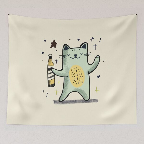 Item preview, The drinking and dancing Cat designed and sold by pmdcreations.