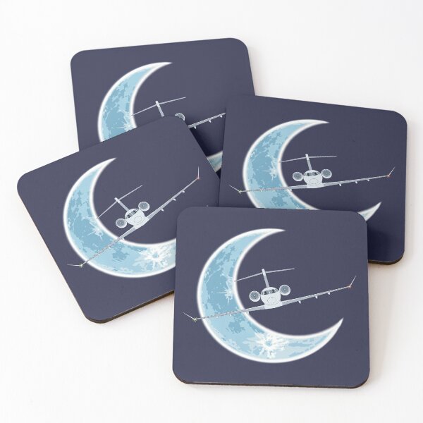 Item preview, Bombardier Challenger 350 Jet Crescent Moon Night Flight Design designed and sold by skye-studio.