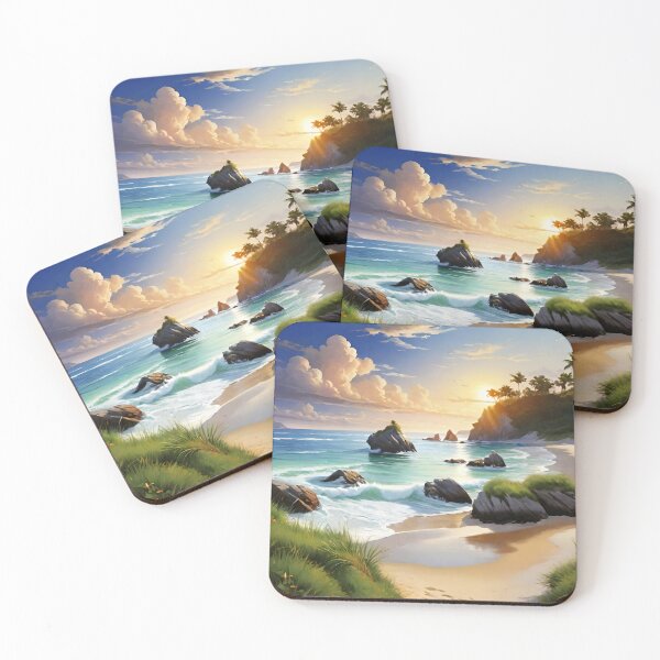 Item preview, beach, sunset, rock, grass, sea, ocean designed and sold by NAVAL00.