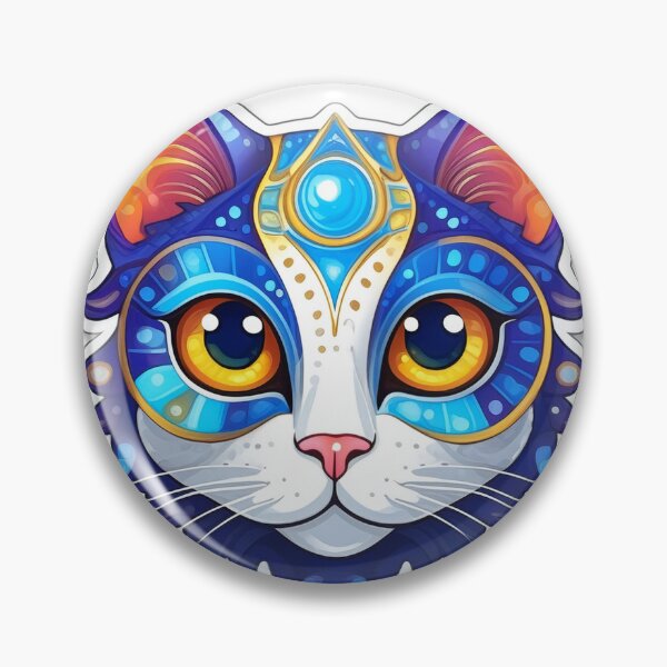 Aperçu de l'œuvre Chat psychédélique Aqua Trippy Sticker  créée et vendue par CatStickershere.