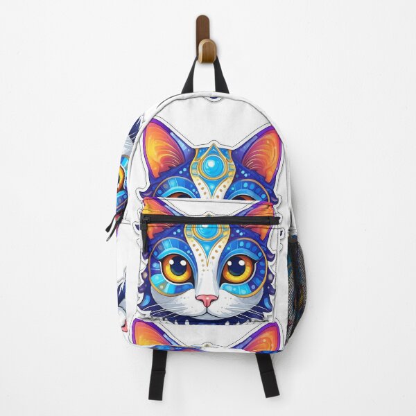 Item preview, Aqua Trippy Psychedelic Cat Sticker  designed and sold by CatStickershere.