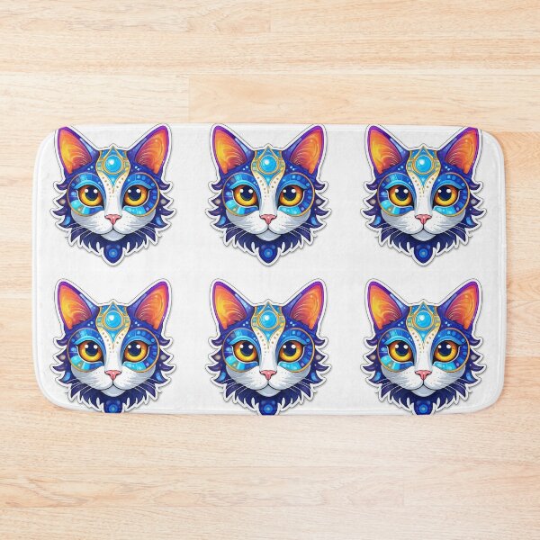 Item preview, Aqua Trippy Psychedelic Cat Sticker  designed and sold by CatStickershere.