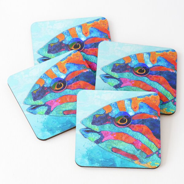 Item preview, Colorful Tropical Fish Wrasse Beachy Beach Art designed and sold by Sharon Cummings Art.