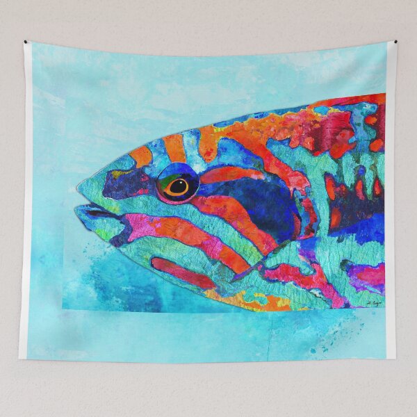 Item preview, Colorful Tropical Fish Wrasse Beachy Beach Art designed and sold by Sharon Cummings Art.