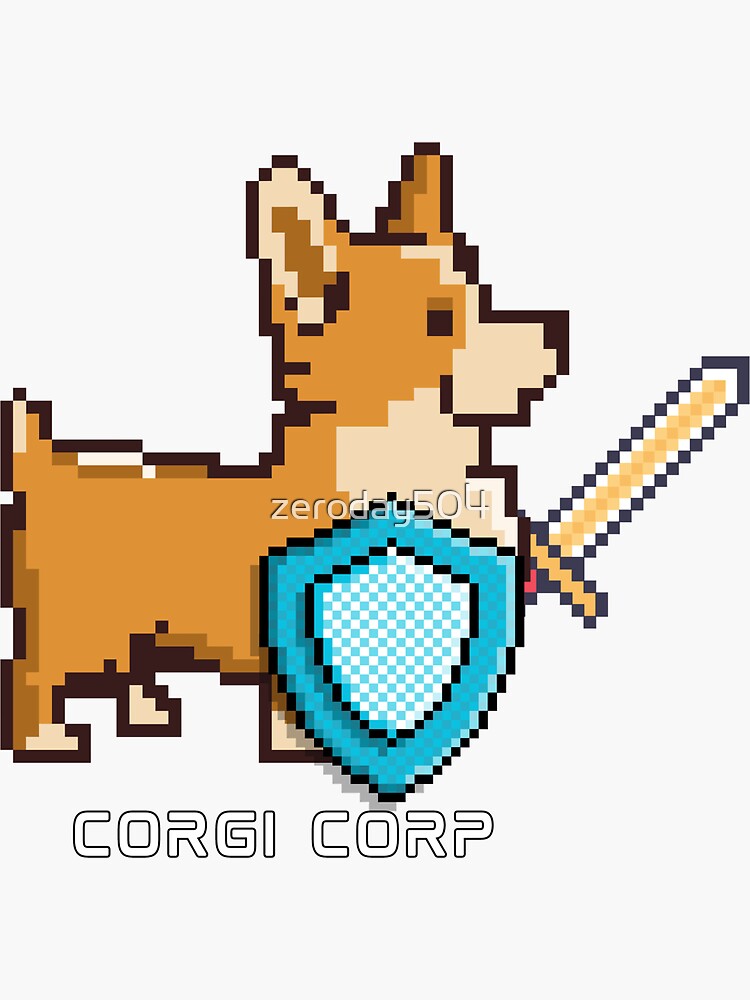Thumbnail 3 of 3, Sticker, Corgi Corp Blue Team Logo designed and sold by zeroday504.
