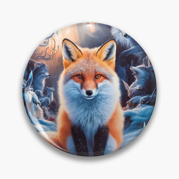 Item preview, Fox Portrait. Winter fox, snowy fox, vintage fox, fox painting, Hieronymus Bosch style designed and sold by FoxVibes.
