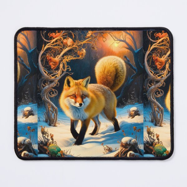 Item preview, Fox Portrait. Winter fox, snowy fox, vintage fox, fox painting, Hieronymus Bosch style designed and sold by FoxVibes.