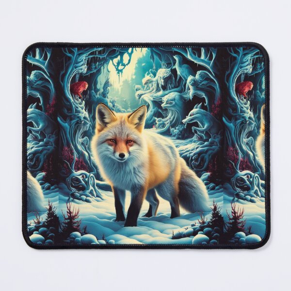 Item preview, Fox Portrait. Winter fox, snowy fox, vintage fox, fox painting, Hieronymus Bosch style designed and sold by FoxVibes.
