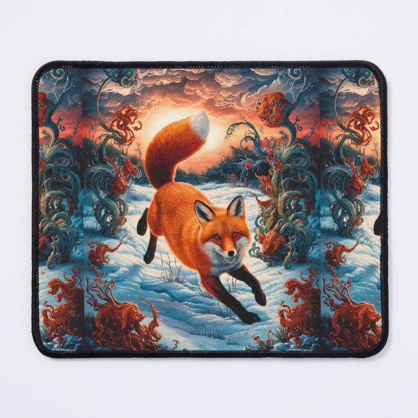 Item preview, Fox Portrait. Winter fox, snowy fox, vintage fox, fox painting, Hieronymus Bosch style designed and sold by FoxVibes.