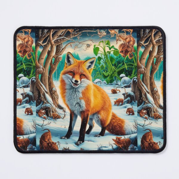 Item preview, Fox Portrait. Winter fox, snowy fox, vintage fox, fox painting, Hieronymus Bosch style designed and sold by FoxVibes.