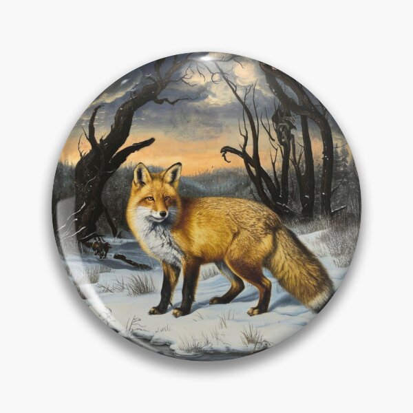 Item preview, Fox Portrait. Winter fox, snowy fox, vintage fox, fox painting, Hieronymus Bosch style designed and sold by FoxVibes.