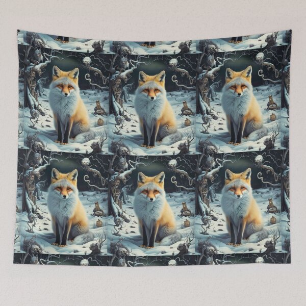 Item preview, Fox Portrait. Winter fox, snowy fox, vintage fox, fox painting, Hieronymus Bosch style designed and sold by FoxVibes.