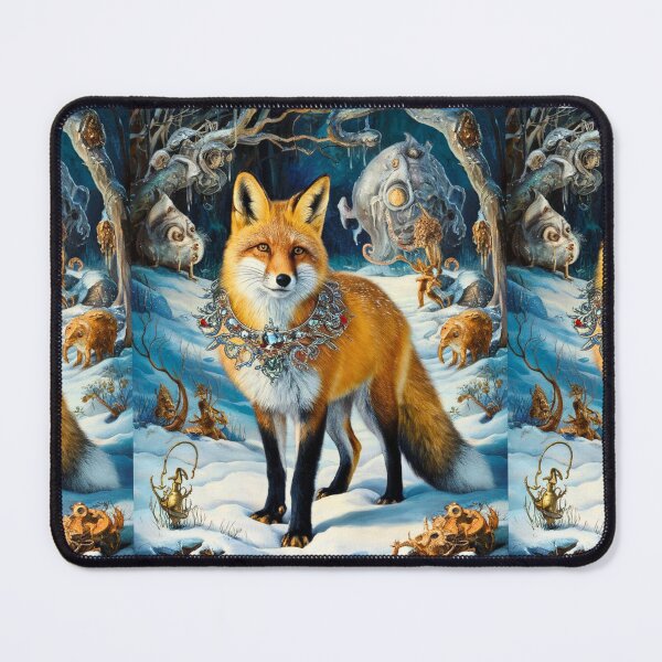 Item preview, Fox Portrait. Winter fox, snowy fox, vintage fox, fox painting, Hieronymus Bosch style designed and sold by FoxVibes.