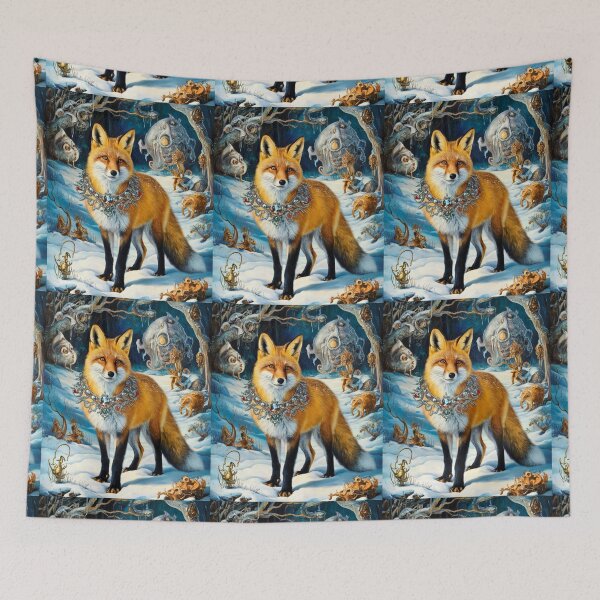 Item preview, Fox Portrait. Winter fox, snowy fox, vintage fox, fox painting, Hieronymus Bosch style designed and sold by FoxVibes.