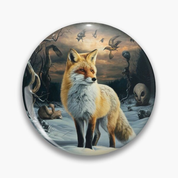 Item preview, Fox Portrait. Winter fox, snowy fox, vintage fox, fox painting, Hieronymus Bosch style designed and sold by FoxVibes.