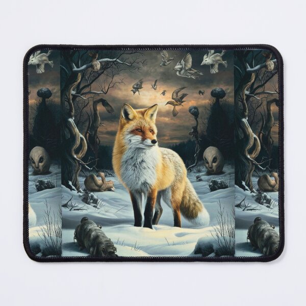 Item preview, Fox Portrait. Winter fox, snowy fox, vintage fox, fox painting, Hieronymus Bosch style designed and sold by FoxVibes.