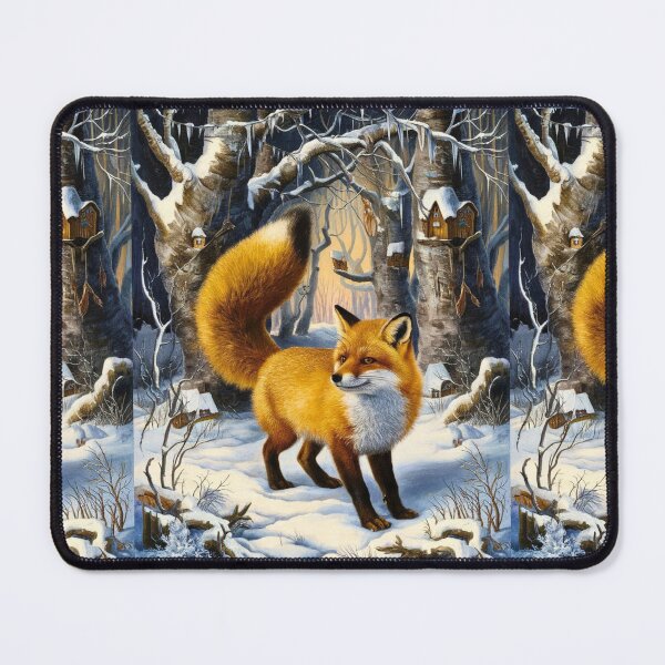 Item preview, Fox Portrait. Winter fox, snowy fox, vintage fox, fox painting, Hieronymus Bosch style designed and sold by FoxVibes.