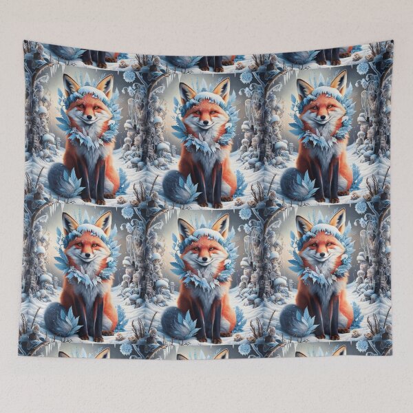 Item preview, Fox Portrait. Winter fox, snowy fox, vintage fox, fox painting, Hieronymus Bosch style designed and sold by FoxVibes.