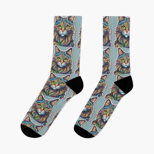 Item preview, Psychedelic Cat Whimsical Psychedelic Bohemian Enlightenment  designed and sold by CatStickershere.