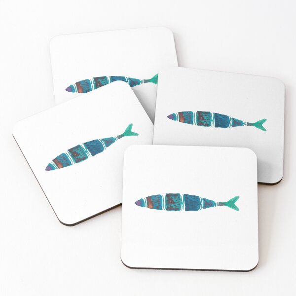Item preview, Summer blue watercolor sardine designed and sold by ElizabethCoelho.