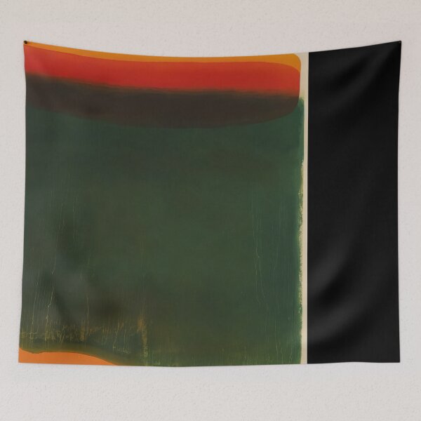 Item preview, Abstract Painting Of Vivid Green and Fiery Red Horizon on Soft Orange Base designed and sold by regnumsaturni.