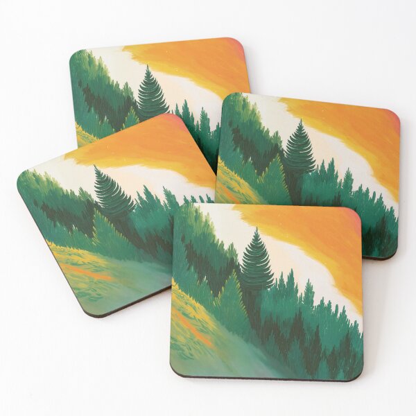 Item preview, Abstract Painting Of A Forest with Radiant Sunset Over Lush Greenery designed and sold by regnumsaturni.