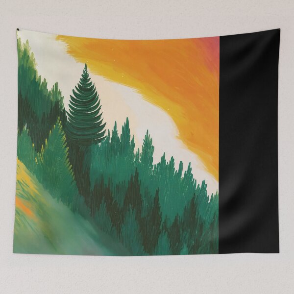 Item preview, Abstract Painting Of A Forest with Radiant Sunset Over Lush Greenery designed and sold by regnumsaturni.