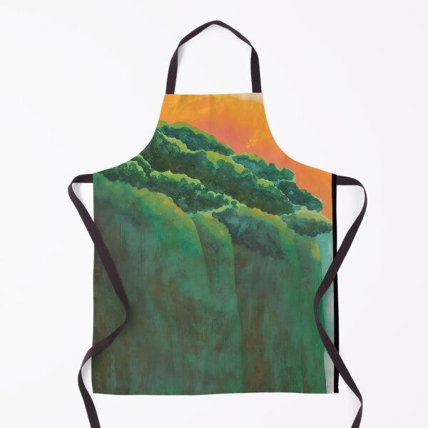 Item preview, Abstract Painting Of Lush Green Waterfalls And Fiery Sunset designed and sold by regnumsaturni.