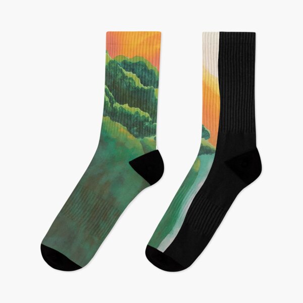 Item preview, Abstract Painting Of Lush Green Waterfalls And Fiery Sunset designed and sold by regnumsaturni.