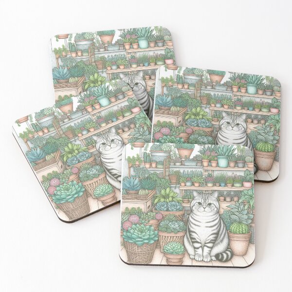 Item preview, Chubby Fluffy Round Cat In A Plant Shop In My Plant Mom Era designed and sold by franzandsabina.