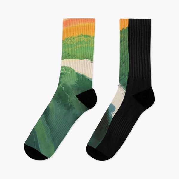 Item preview, Abstract Painting Of Vibrant Green Hills And Colorful Sunset Sky designed and sold by regnumsaturni.