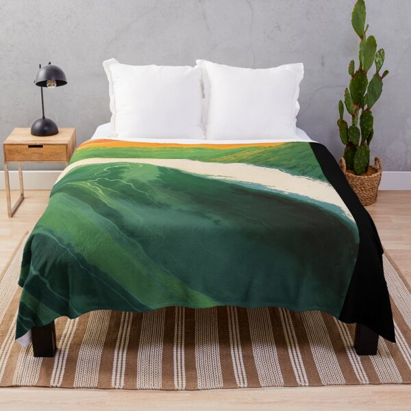 Item preview, Abstract Painting Of Vibrant Green Hills And Colorful Sunset Sky designed and sold by regnumsaturni.