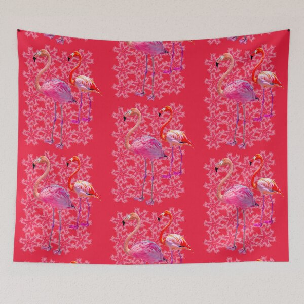 Item preview, Flamingo Magic with background Feathers in coral designed and sold by SueKnox.