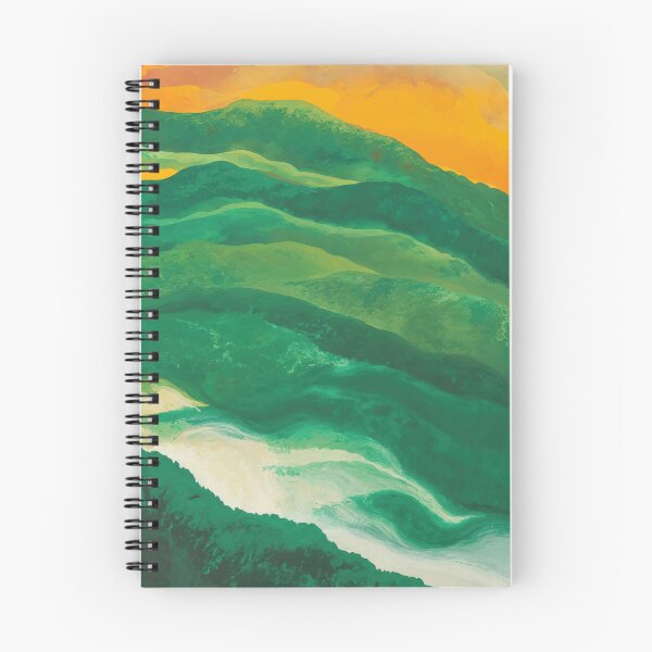 Item preview, Abstract Painting Of The Forest In Vibrant Colors With Green Waves And Orange Sky designed and sold by regnumsaturni.