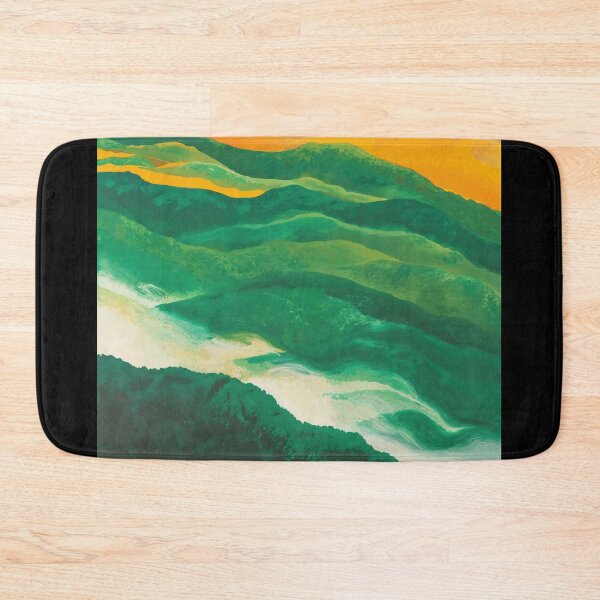 Item preview, Abstract Painting Of The Forest In Vibrant Colors With Green Waves And Orange Sky designed and sold by regnumsaturni.