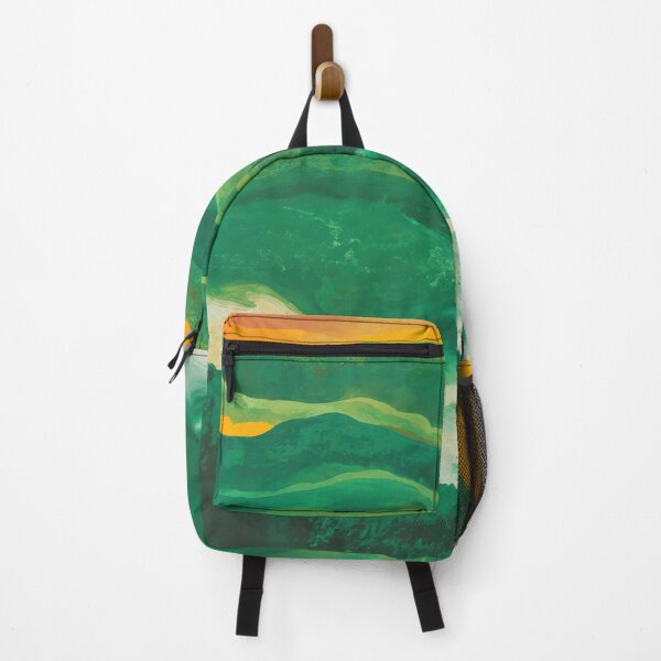 Item preview, Abstract Painting Of The Forest In Vibrant Colors With Green Waves And Orange Sky designed and sold by regnumsaturni.