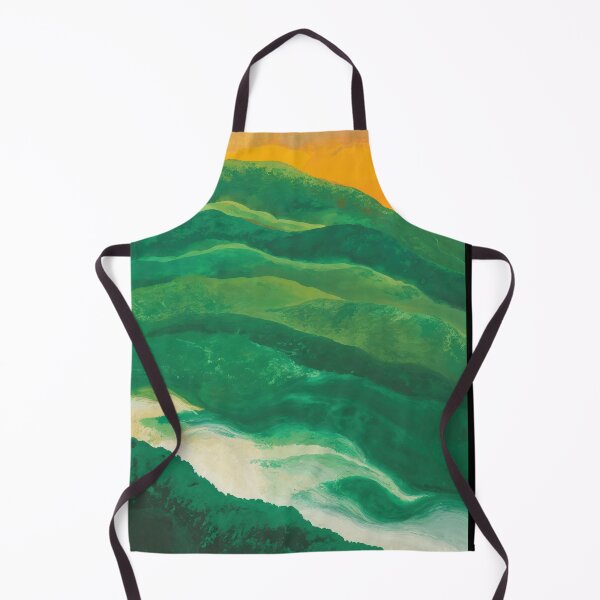 Item preview, Abstract Painting Of The Forest In Vibrant Colors With Green Waves And Orange Sky designed and sold by regnumsaturni.