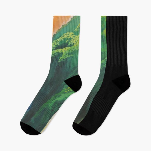 Item preview, Abstract Painting Of A Waterfall With Lush Green Cliffs And Sunset Sky designed and sold by regnumsaturni.
