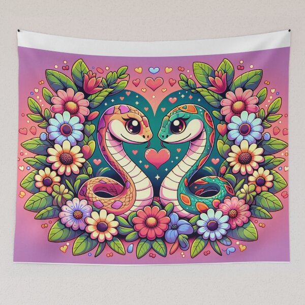Item preview, Cute snakes surrounded by flowers, Cute Snake Design designed and sold by DammyK89.