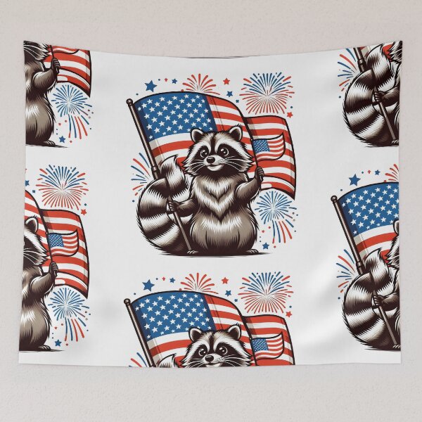 Item preview, Patriotic Raccoon: Celebrating the 4th of July in Style designed and sold by PictoVibe.