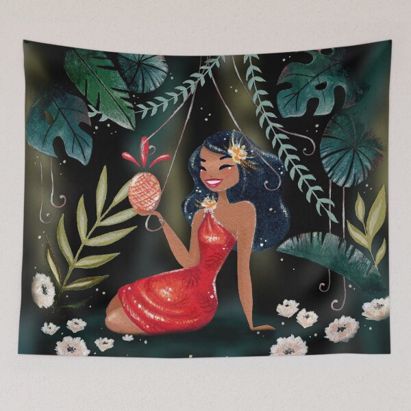 Item preview, Tiki Island Fantasy Red Pineapple designed and sold by MoodyMuseArt.
