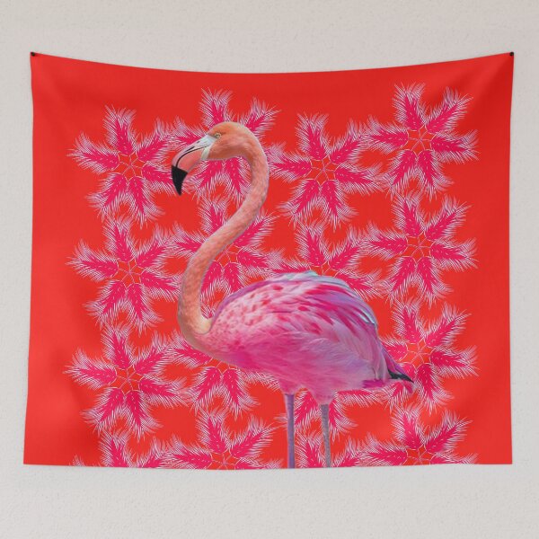 Item preview, Flaming Flamingo Magic with background Feathers in coral designed and sold by SueKnox.