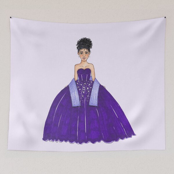 Item preview, Deep Purple Quinceañera Dress Fashion Illustration - With Peals  designed and sold by SMillustrations.