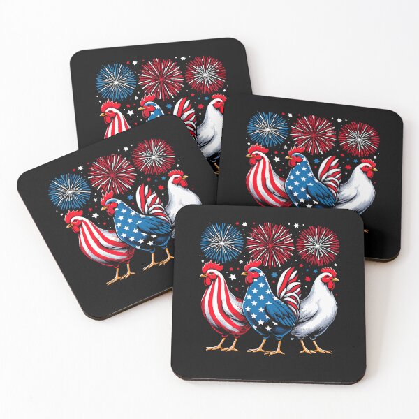 Item preview, Patriotic Firework Red White Blue Chicken USA Flag July 4th designed and sold by Dressed For  Duty.