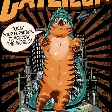 Artwork thumbnail, CAT SHIRT! Kitty Catzilla Monster by philosotee