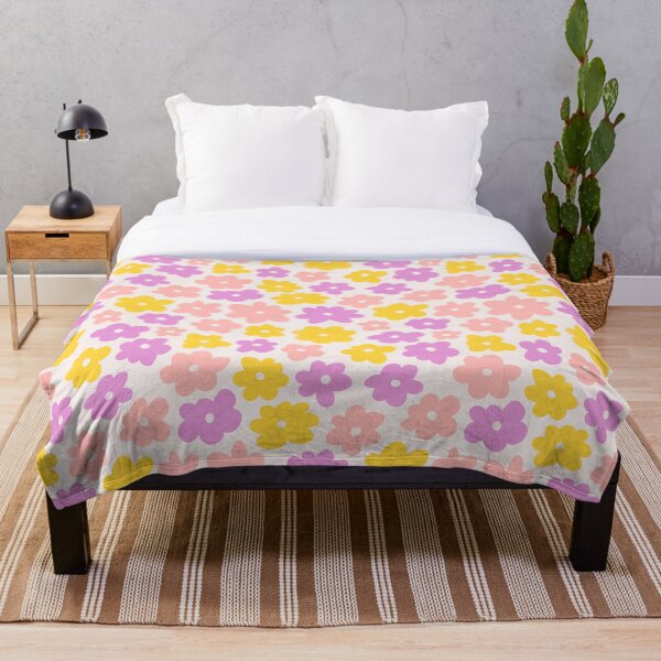 Item preview, Lilac and Peach Retro Daisy Flower Pattern designed and sold by LMStudioDesigns.