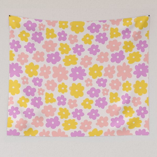 Item preview, Lilac and Peach Retro Daisy Flower Pattern designed and sold by LMStudioDesigns.