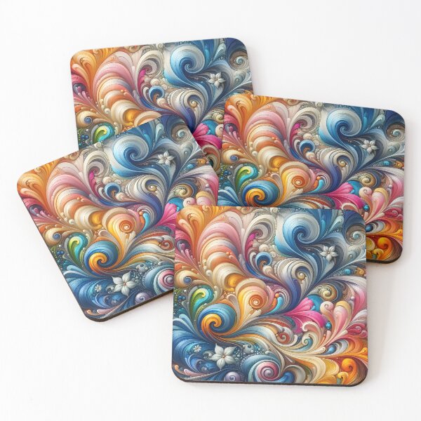Item preview, Abstract floral swirls with vibrant 60s inspired textures designed and sold by BlackCatspet1.
