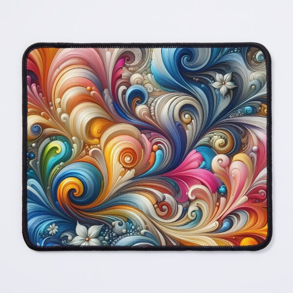 Item preview, Abstract floral swirls with vibrant 60s inspired textures designed and sold by BlackCatspet1.